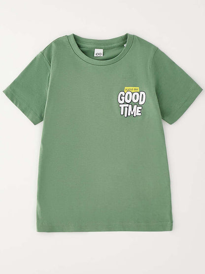 T-shirt verde unisex bambino Ido 4G438 4921 a maniche corte