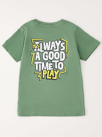 T-shirt verde unisex bambino Ido 4G438 4921 a maniche corte