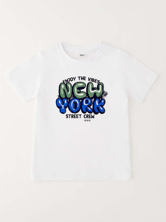 T-shirt maniche corte unisex bambino bianca Ido