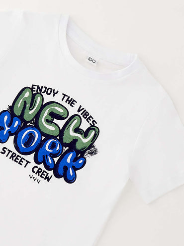 T-shirt maniche corte unisex bambino bianca Ido