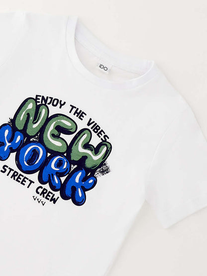 T-shirt maniche corte unisex bambino bianca Ido