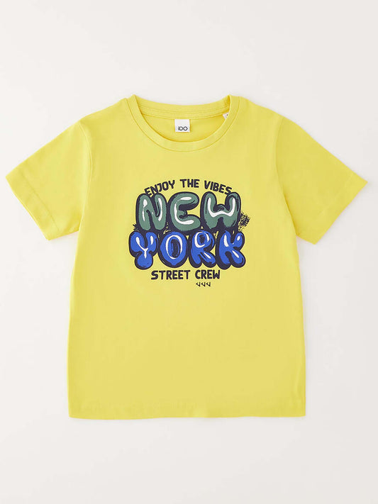 Ido t-shirt girocollo unisex bambino in giallo