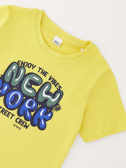 Ido t-shirt girocollo unisex bambino in giallo