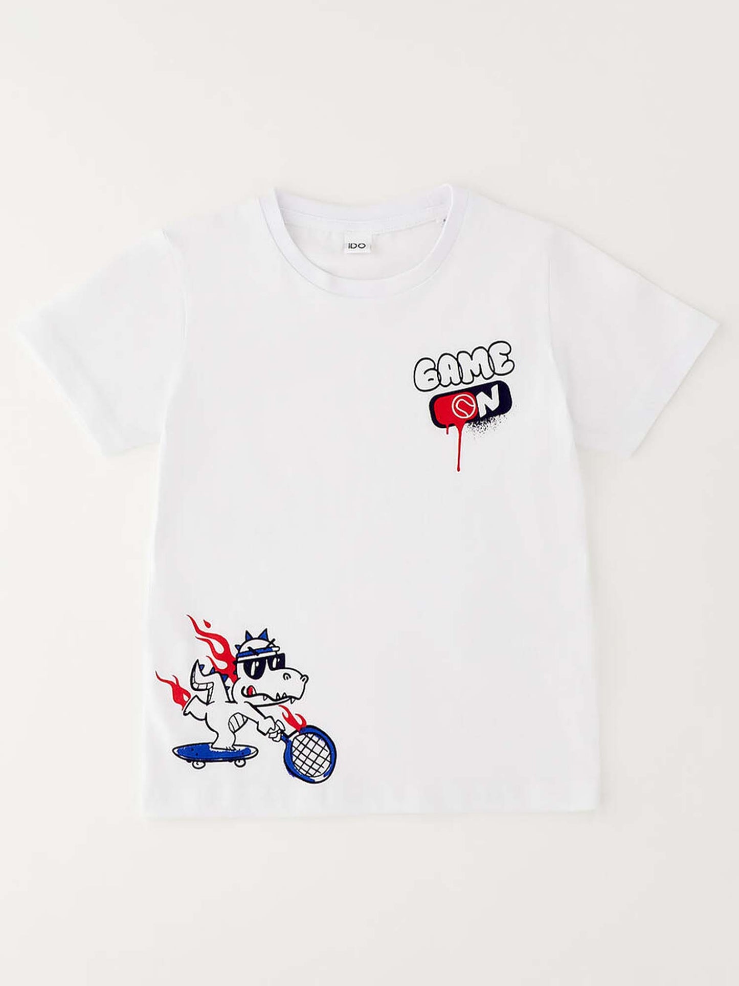 T-shirt bianca a maniche corte unisex bambino Ido 4G446