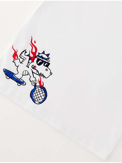 T-shirt bianca a maniche corte unisex bambino Ido 4G446