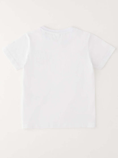 T-shirt bianca a maniche corte unisex bambino Ido 4G446
