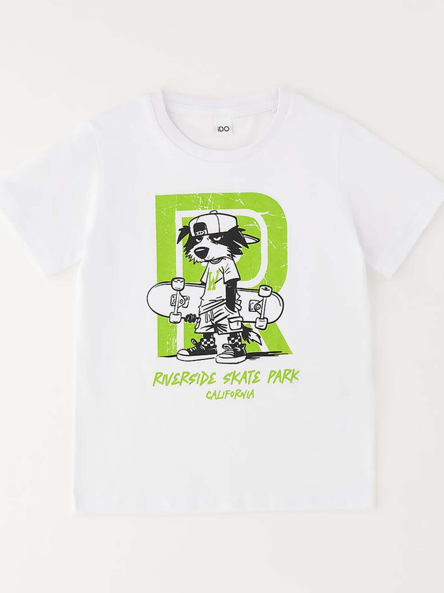 T-shirt a maniche corte unisex bambino bianca Ido, modello 4G446