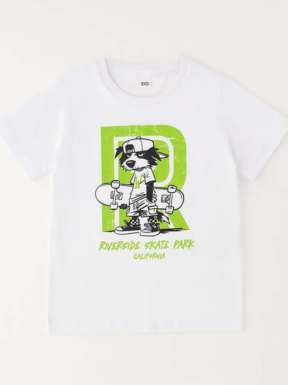 T-shirt a maniche corte unisex bambino bianca Ido, modello 4G446