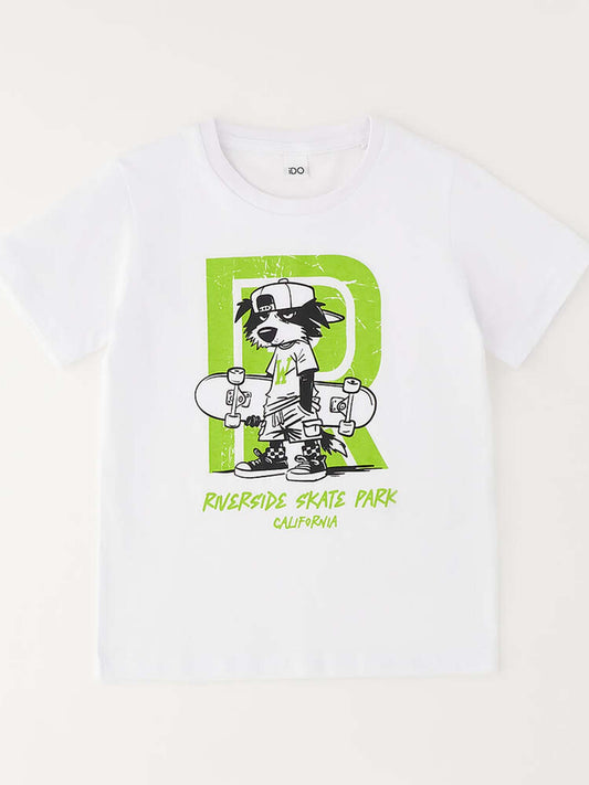 T-shirt a maniche corte unisex bambino bianca Ido, modello 4G446