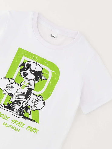 T-shirt a maniche corte unisex bambino bianca Ido, modello 4G446