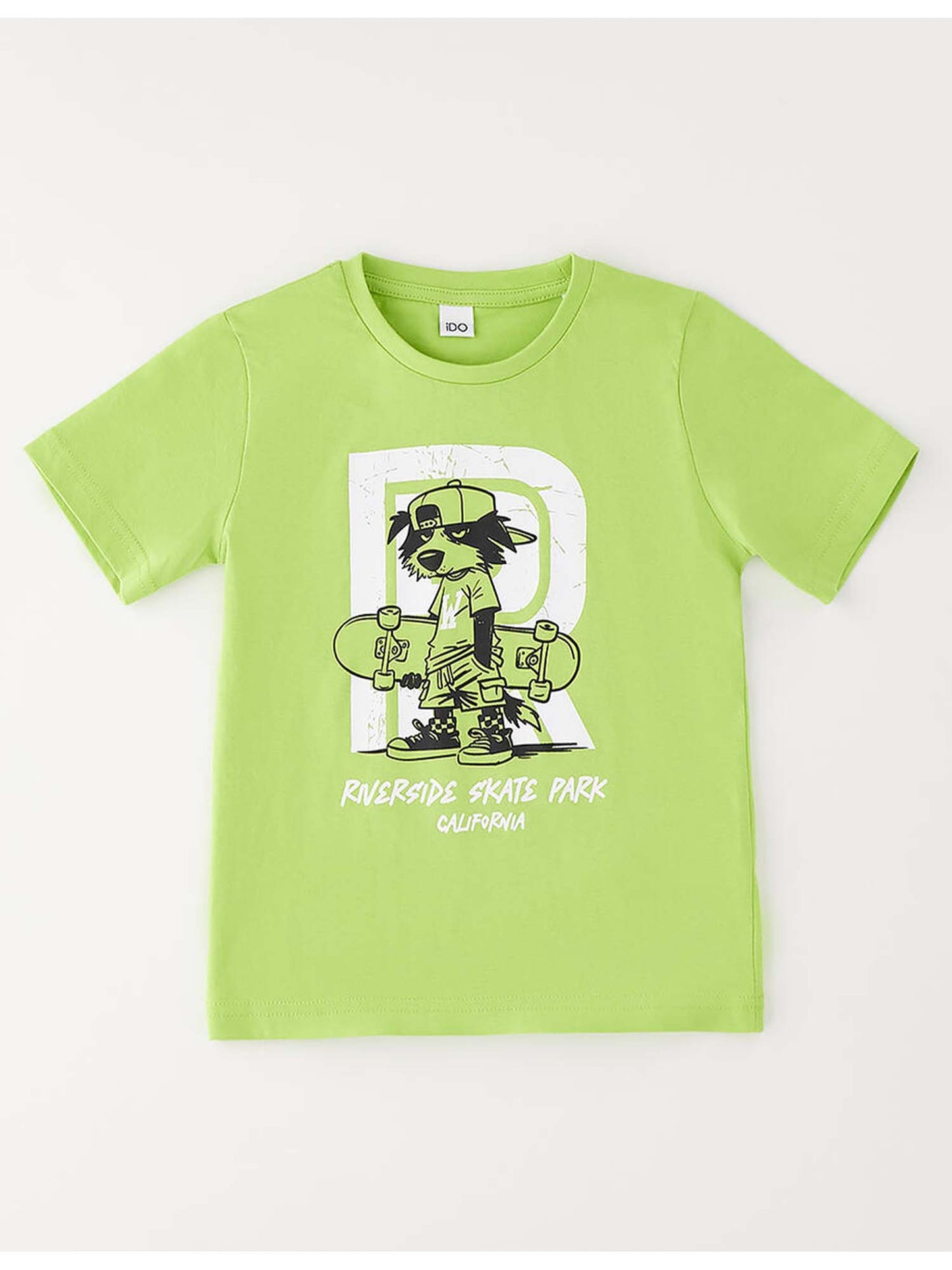 T-shirt maniche corte unisex bambino in verde Ido 4G446 G2