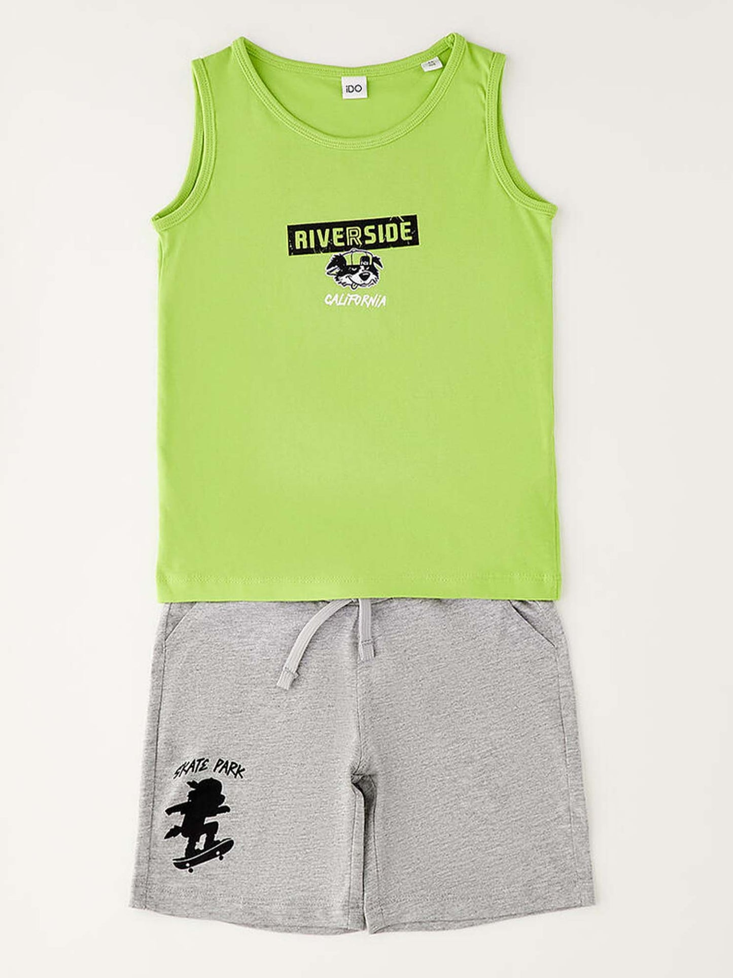 Completo Idò verde per bambino unisex, primaverile ed estivo