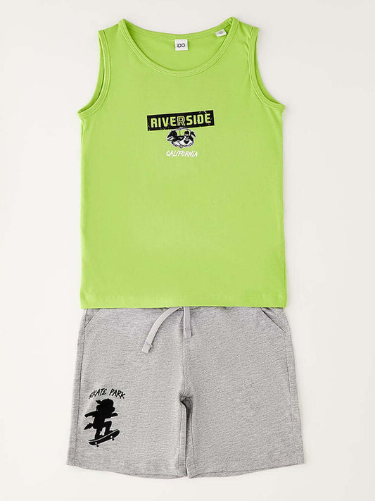Completo Idò verde per bambino unisex, primaverile ed estivo