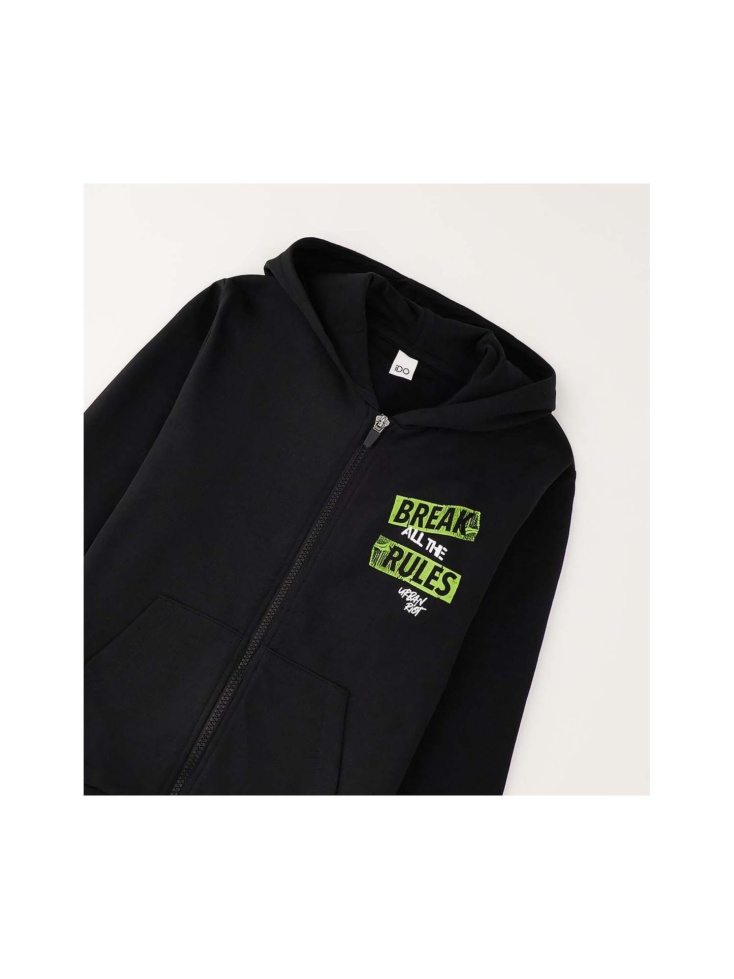 Felpa con zip e cappuccio Ido per bambino unisex nera