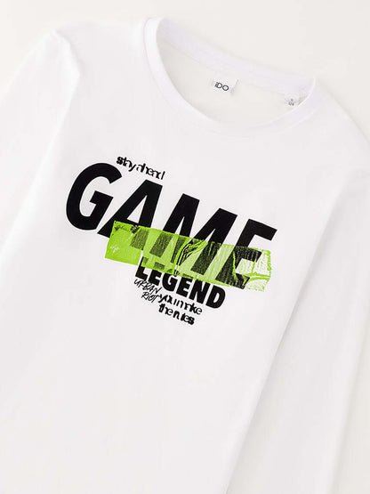 T-shirt bianca a maniche corte unisex bambino di Ido