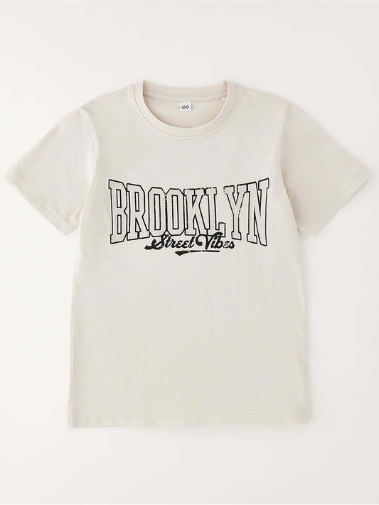 T-shirt beige unisex bambino Idò 4G826 G1 0432 per primavera estate