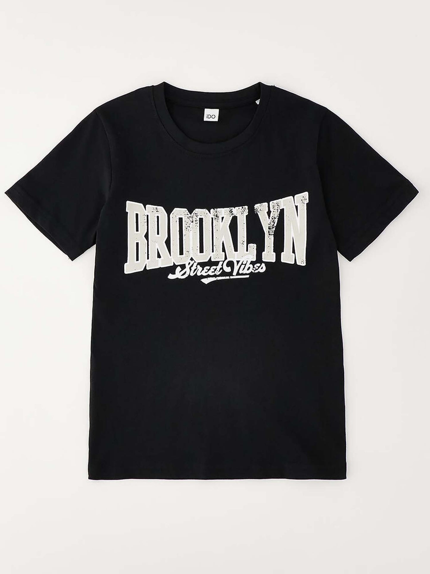 T-shirt unisex bambino Ido nera a maniche corte