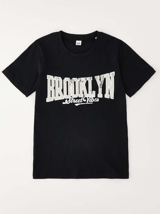 T-shirt unisex bambino Ido nera a maniche corte