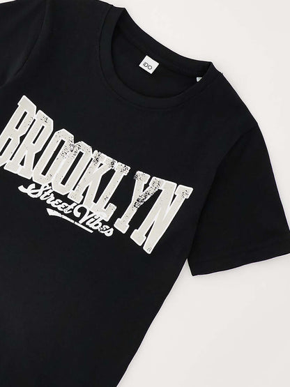 T-shirt unisex bambino Ido nera a maniche corte