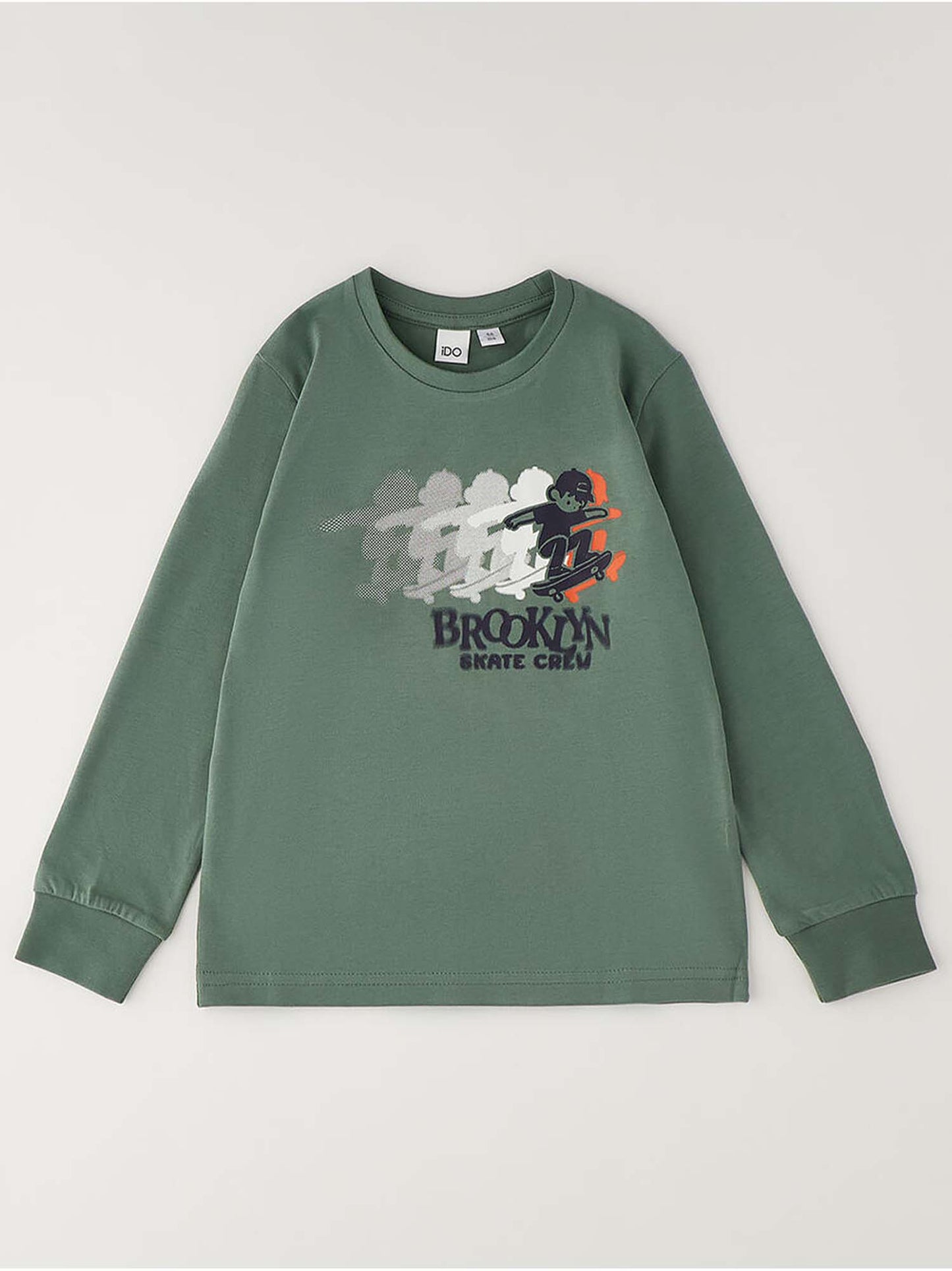 Ido BTS, t-shirt a maniche lunghe unisex bambino verde