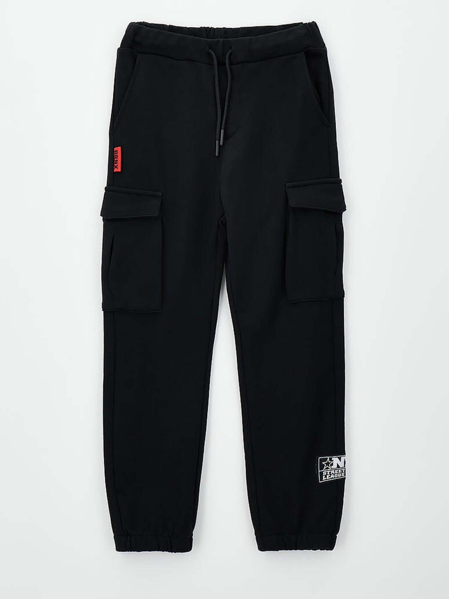 Pantaloni cargo felpati neri unisex bambino di Ido