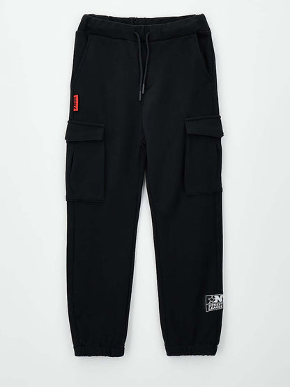 Pantaloni cargo felpati neri unisex bambino di Ido