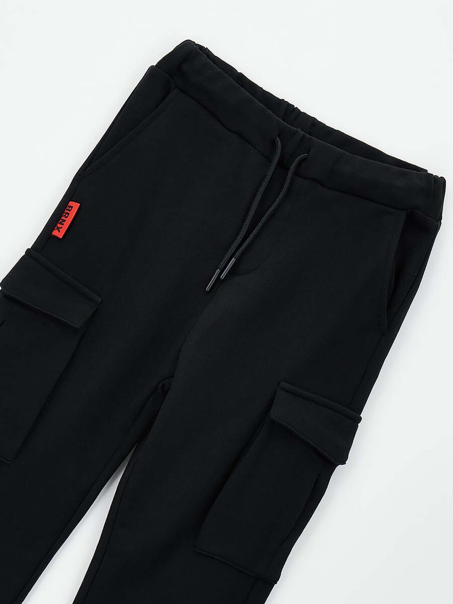 Pantaloni cargo felpati neri unisex bambino di Ido