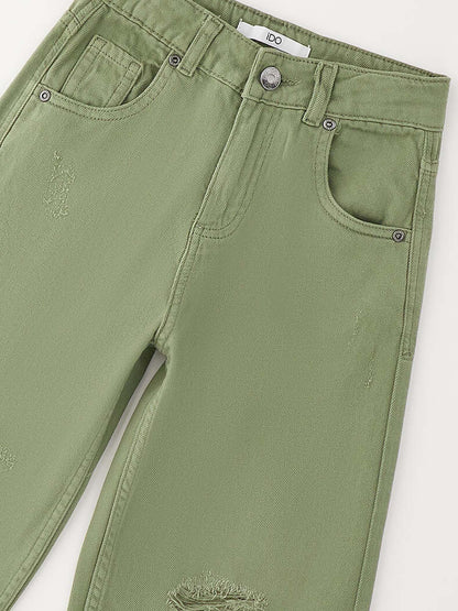 Bermuda twill verde unisex bambino Ido per la primavera-estate