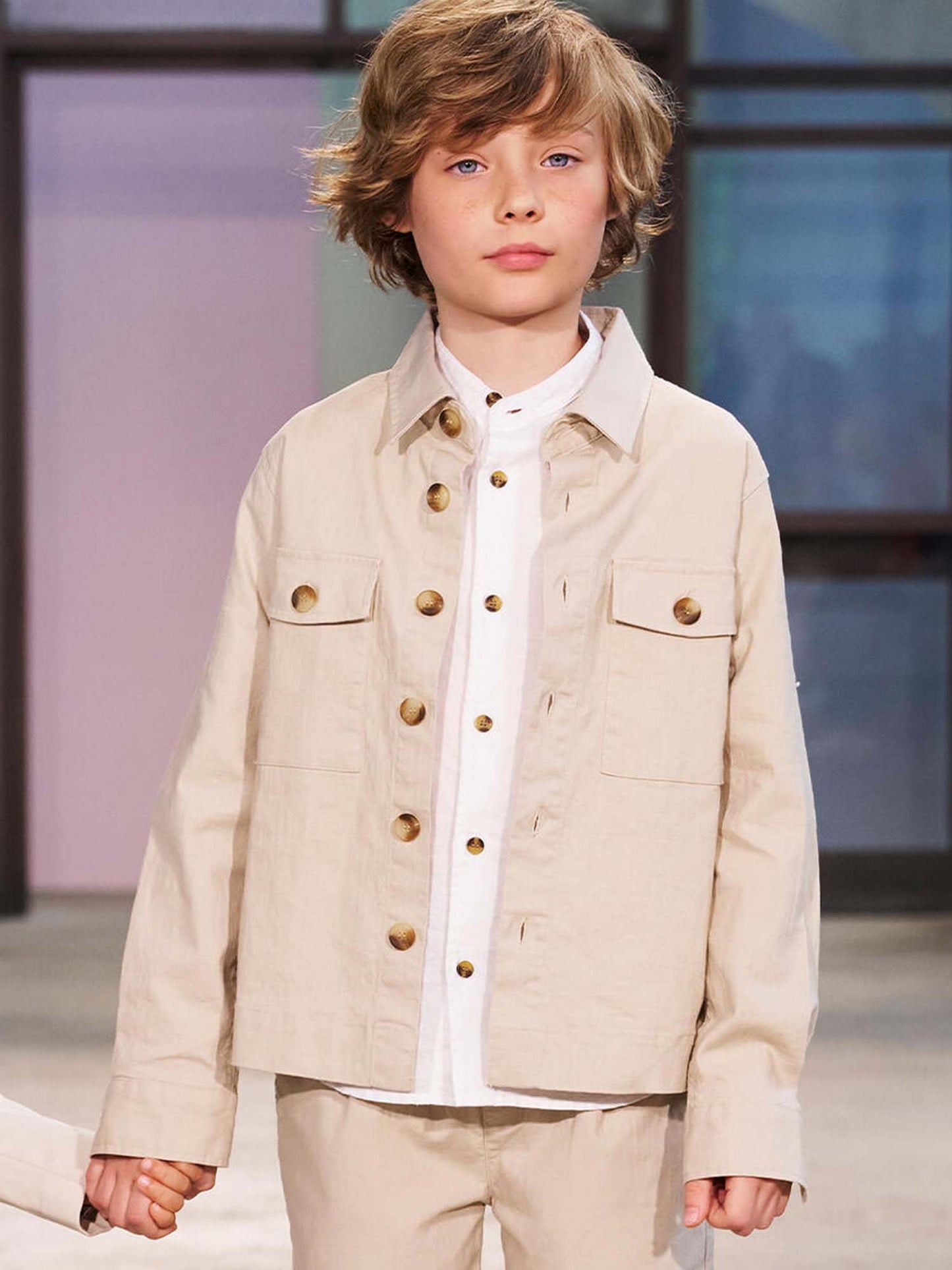 Ido giacca blazer in lino beige unisex bambino per primavera estate