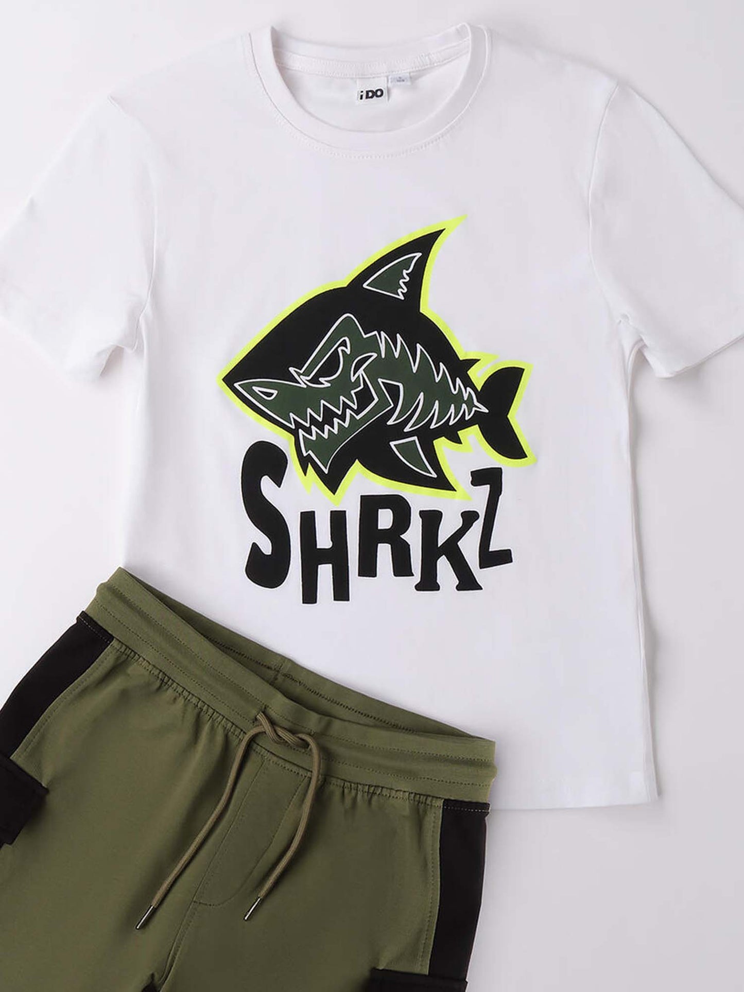 IDO T-SHIRT+SHORT - BIANCO-VERDE