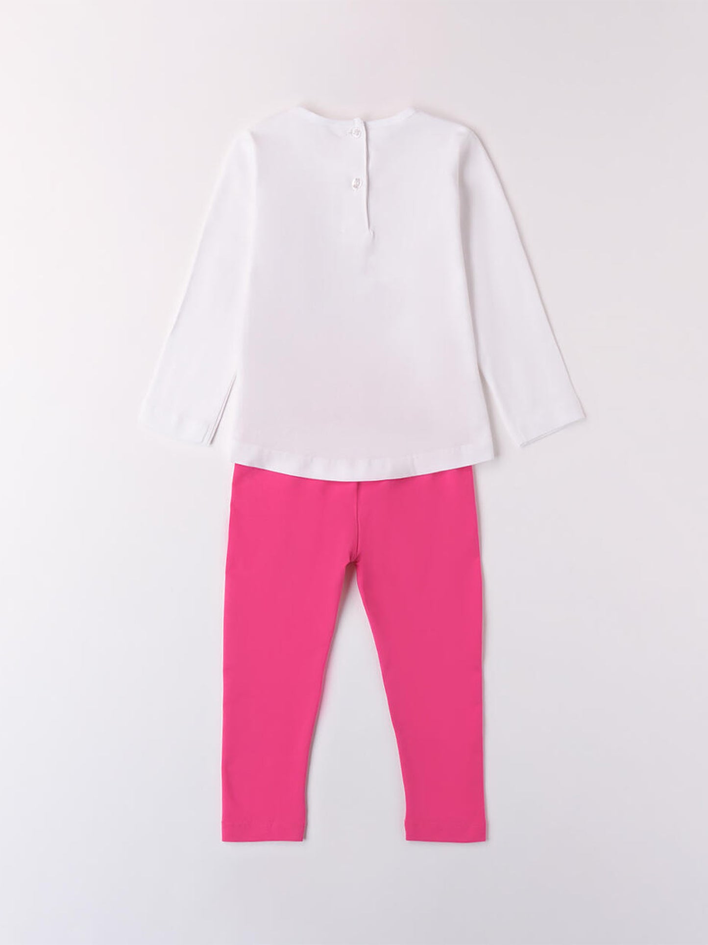 T-SHIRT CON LEGGINS IDO BAMBINA BIANCO FUXIA