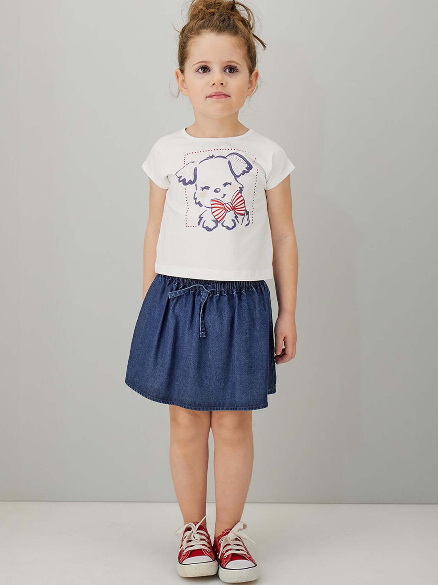Completo unisex bambino Ido con t-shirt e gonna multicolore