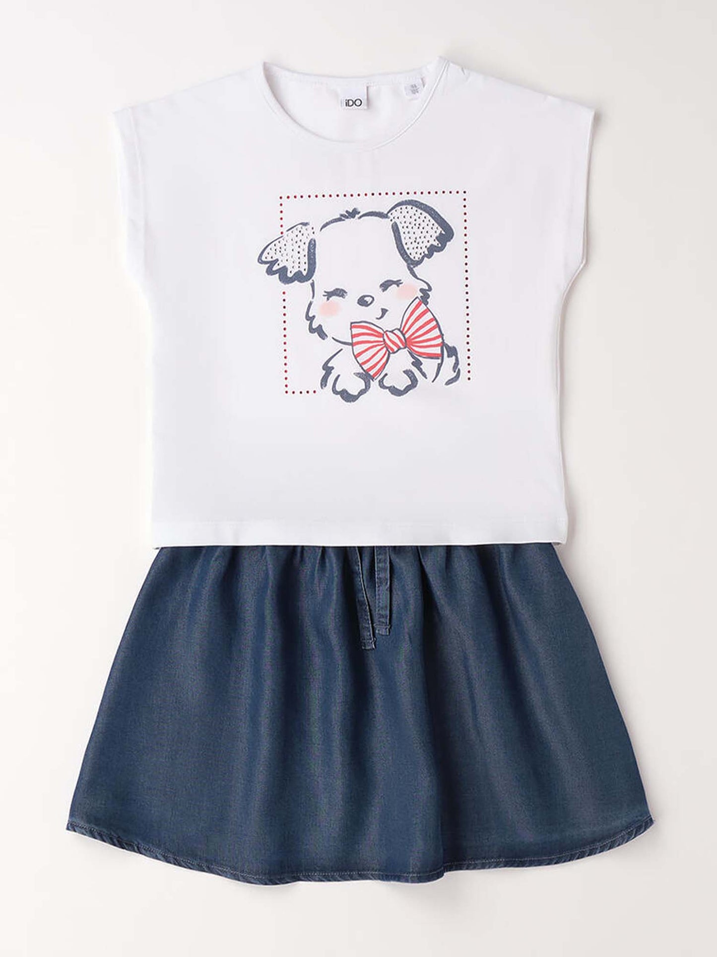 Completo unisex bambino Ido con t-shirt e gonna multicolore