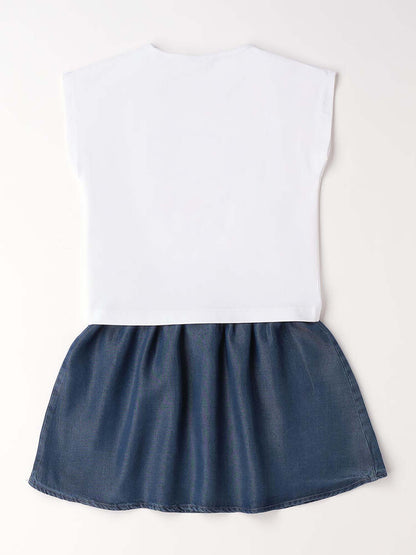 Completo unisex bambino Ido con t-shirt e gonna multicolore