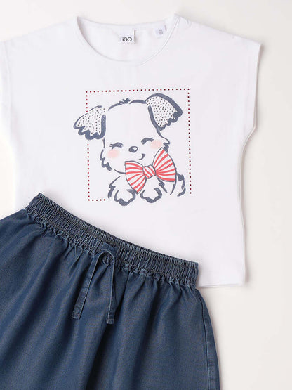 Completo unisex bambino Ido con t-shirt e gonna multicolore