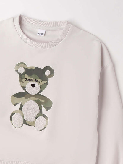 Felpa bianca IDO per bambino unisex, comfort e stile primaverile