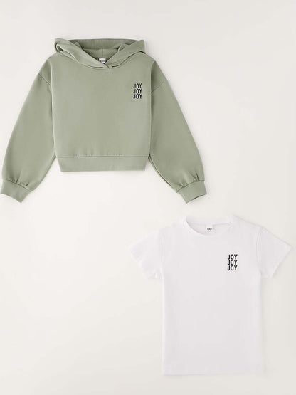Completo verde unisex bambino Ido con felpa e t-shirt