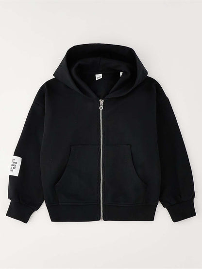 Felpa con zip unisex bambino in nero di Ido