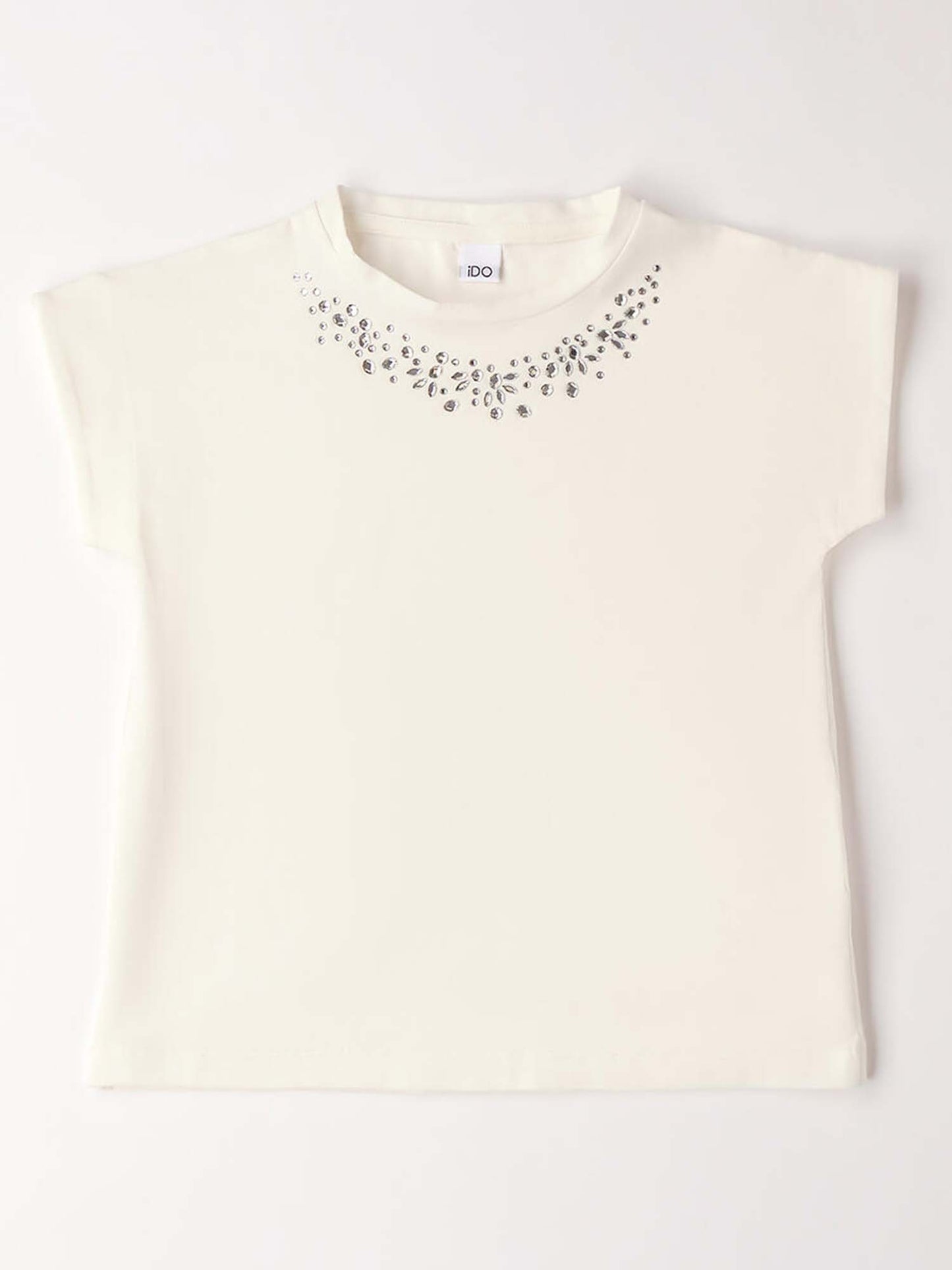 T-shirt bianca a maniche corte unisex bambino Ido