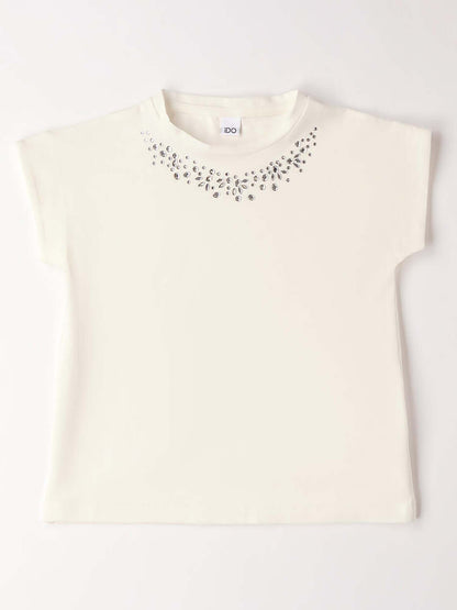 T-shirt bianca a maniche corte unisex bambino Ido