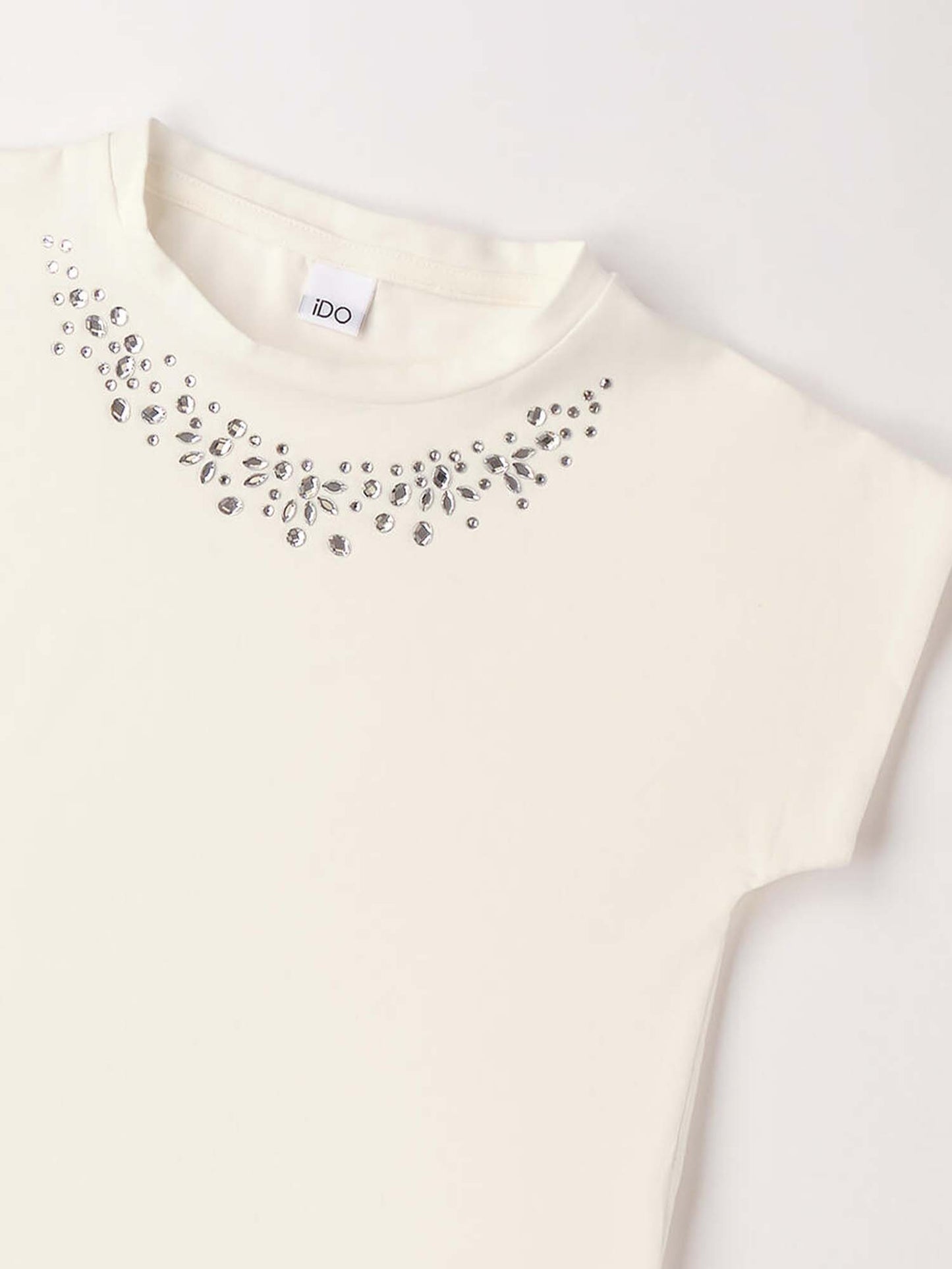 T-shirt bianca a maniche corte unisex bambino Ido
