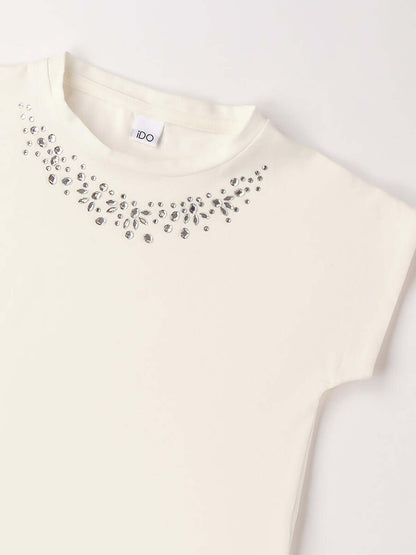 T-shirt bianca a maniche corte unisex bambino Ido