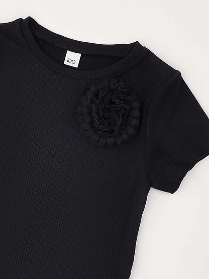 T-shirt maniche corte unisex bambino in nero di Ido