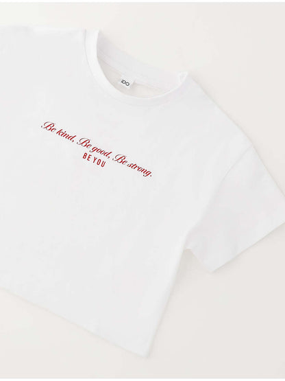 T-shirt bianca a maniche corte per bambino unisex Ido