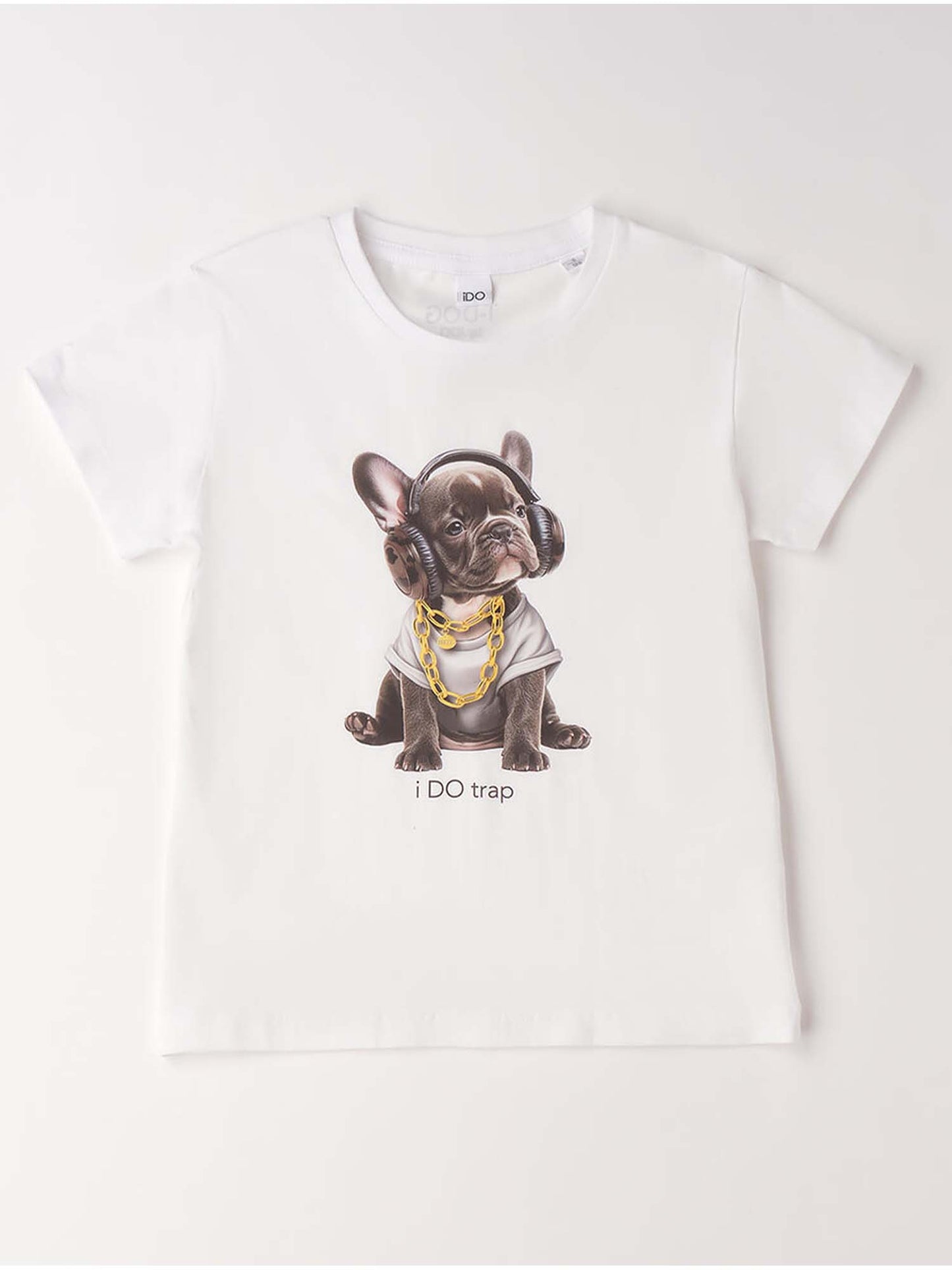 T-shirt bianca a maniche corte unisex bambino Ido