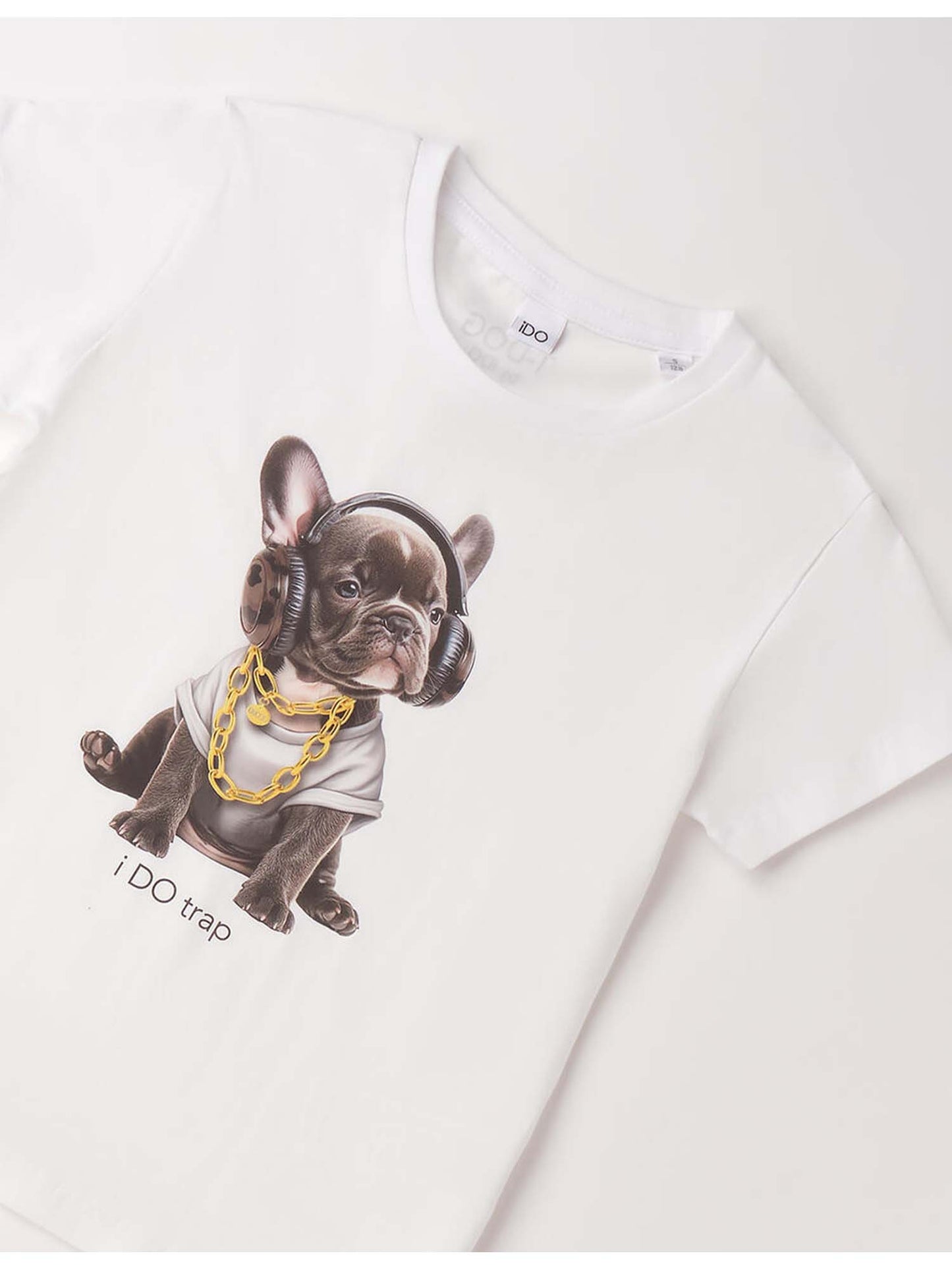 T-shirt bianca a maniche corte unisex bambino Ido
