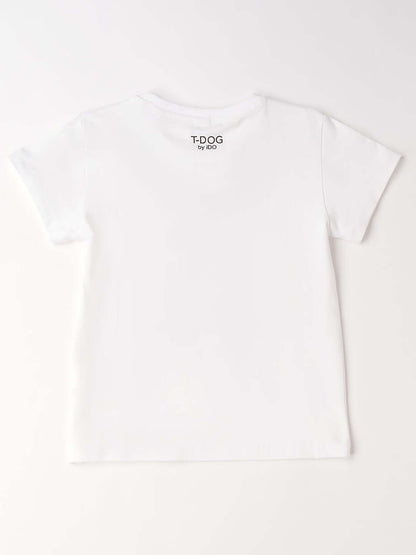 T-shirt bianca a maniche corte unisex bambino Ido