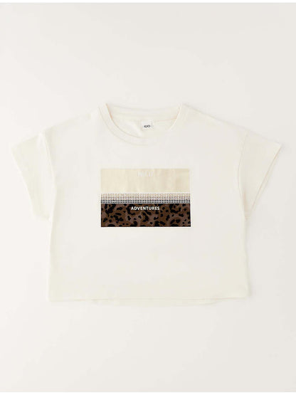 T-shirt beige unisex bambino Ido per la primavera-estate