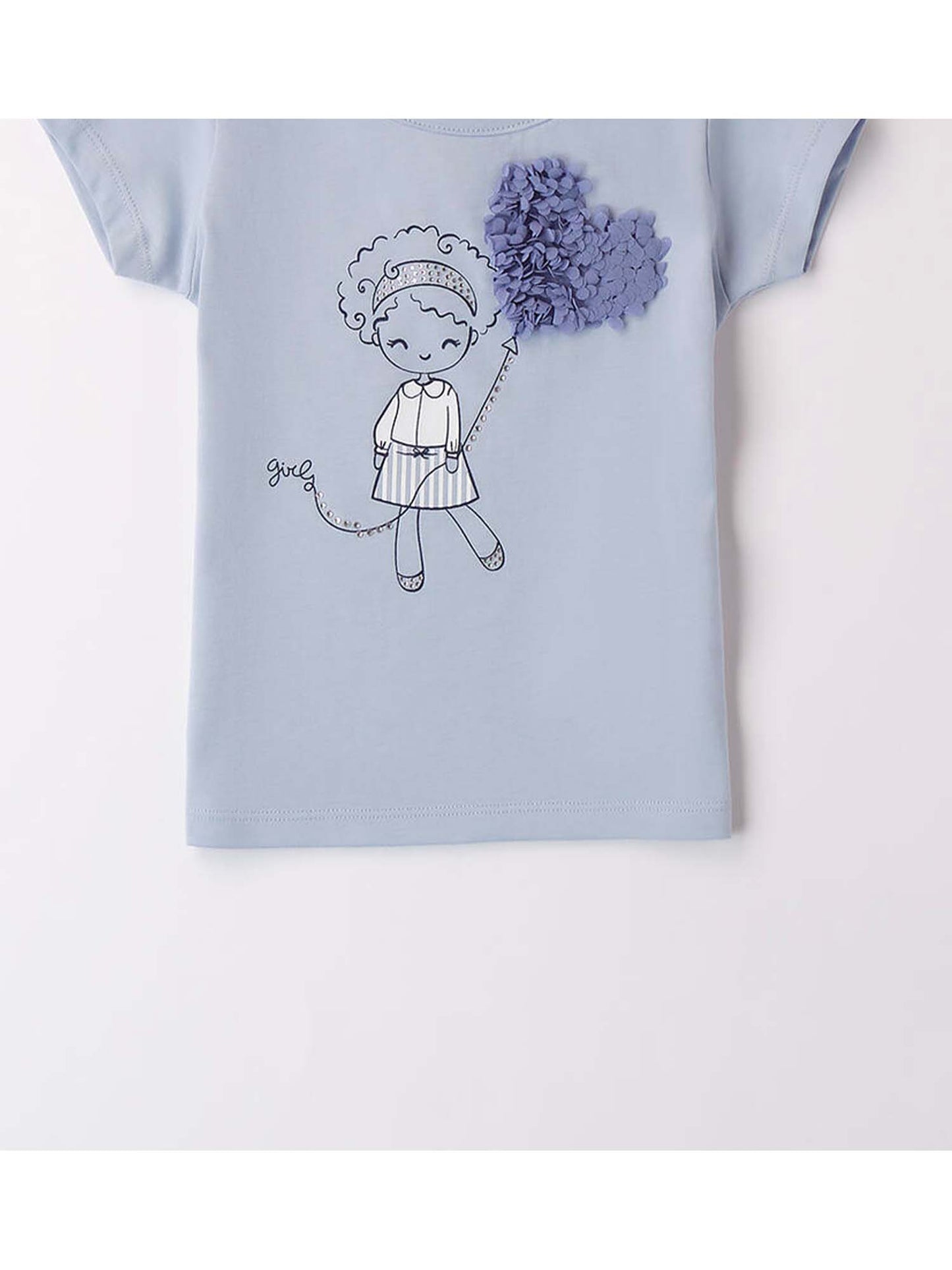 T-SHIRT CON STRASS IDO BAMBINA CELESTE
