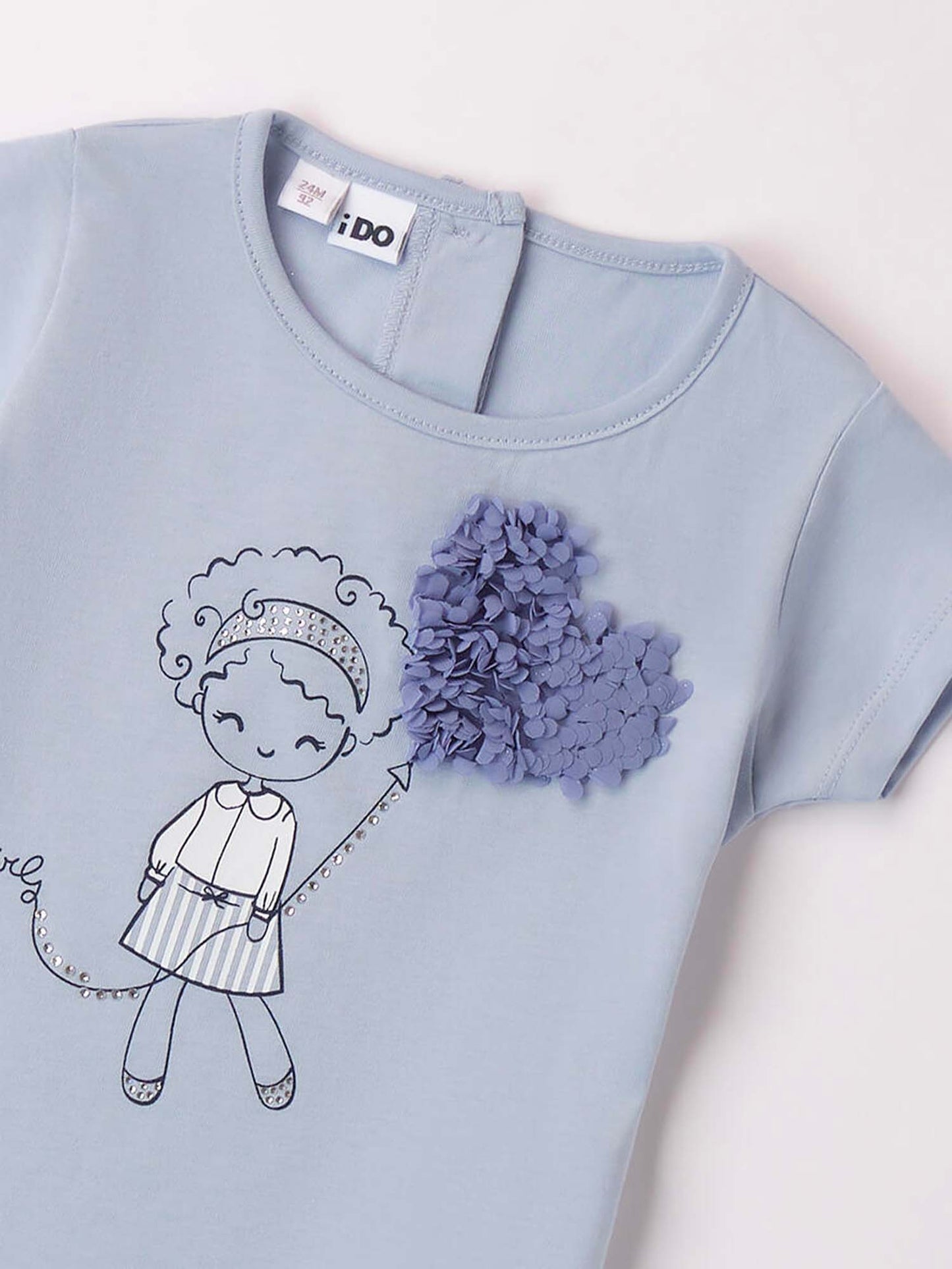T-SHIRT CON STRASS IDO BAMBINA CELESTE